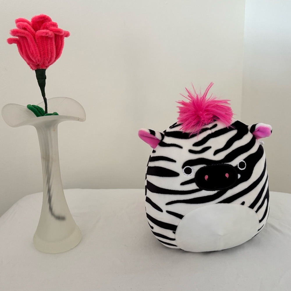Squishmallows Zebra Pillow with Pink Highlights